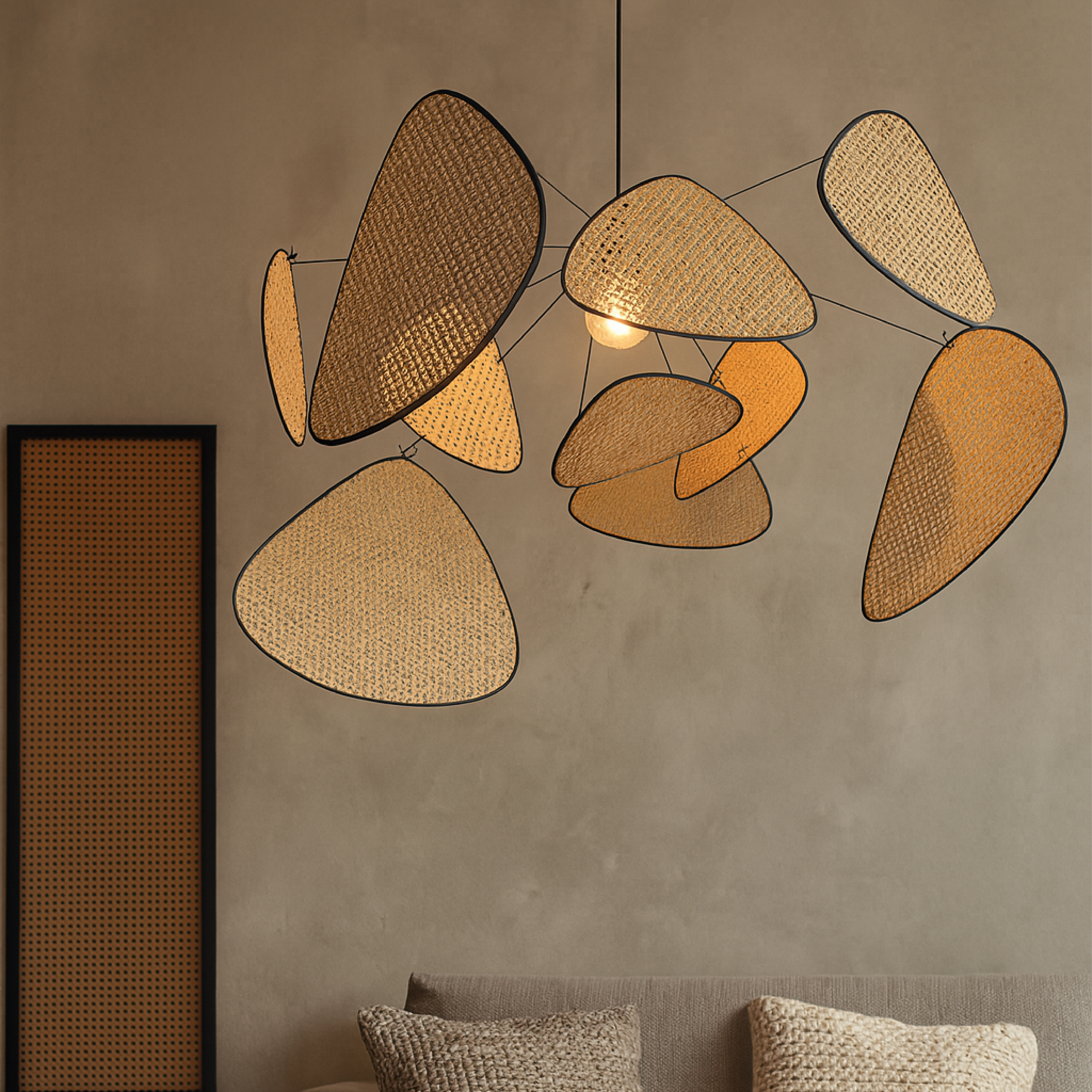 Organische Rieten Sculptuur Hanglamp