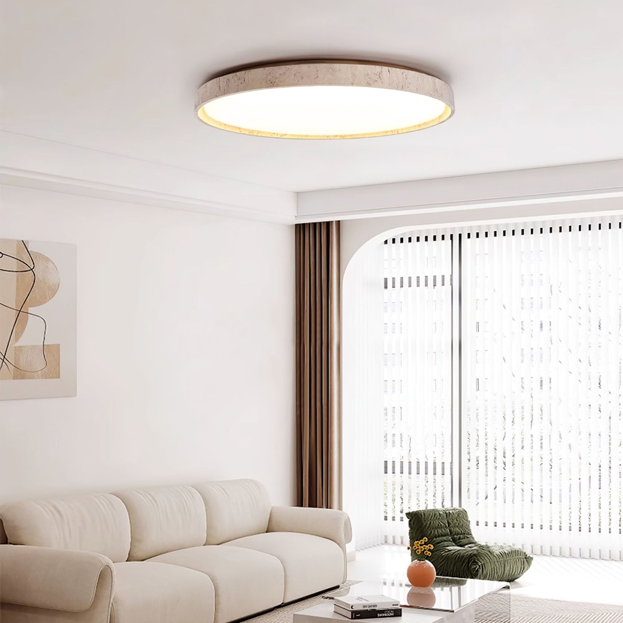 Kathy Plafondlamp Rond in Travertin