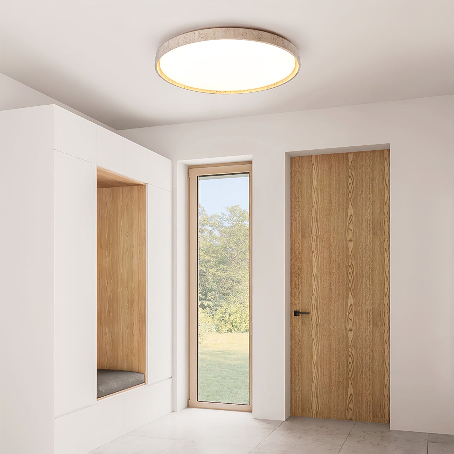 Kathy Plafondlamp Rond in Travertin