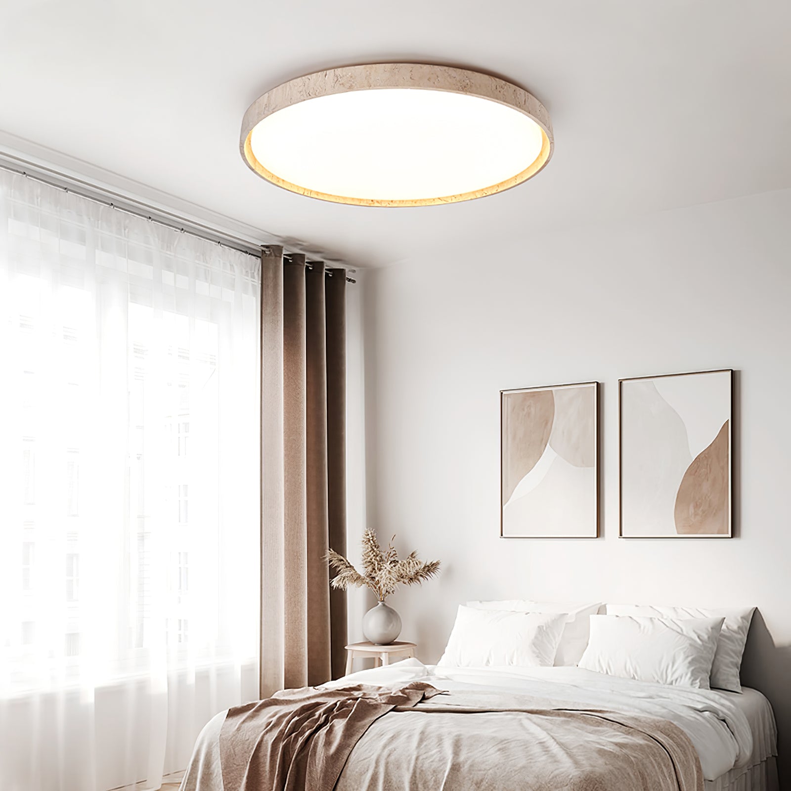 Kathy Plafondlamp Rond in Travertin