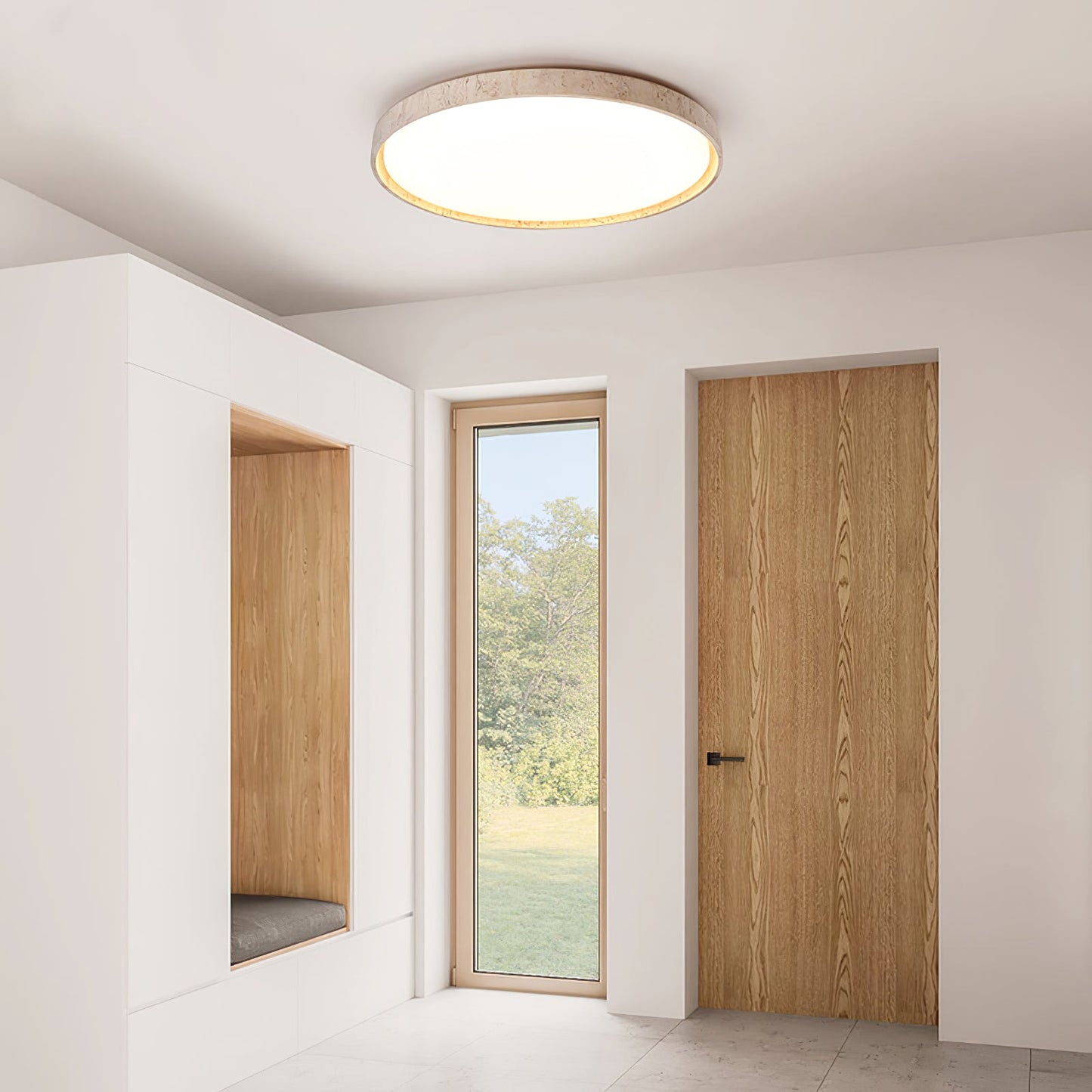 Kathy Plafondlamp Rond in Travertin