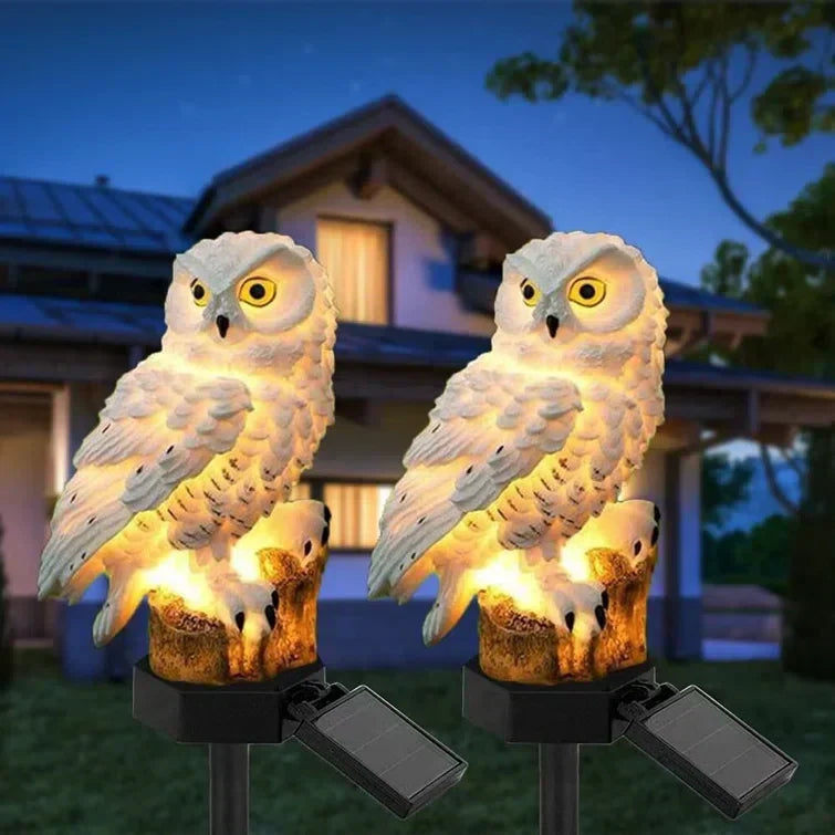 Zonne-energie Tuinlamp met Decoratief Uil-Design – LED Buitenlamp voor de Tuin | Brehn
