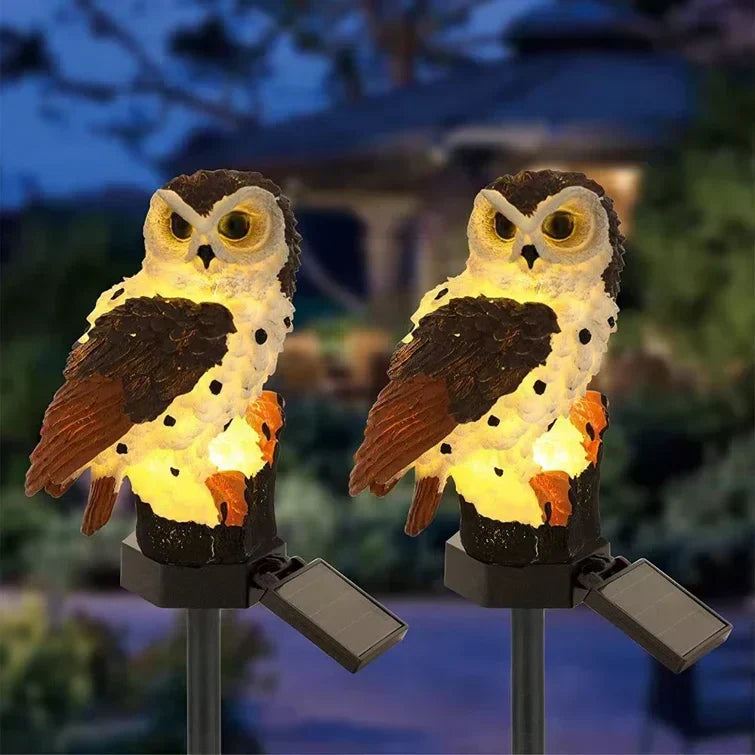 Zonne-energie Tuinlamp met Decoratief Uil-Design – LED Buitenlamp voor de Tuin | Brehn
