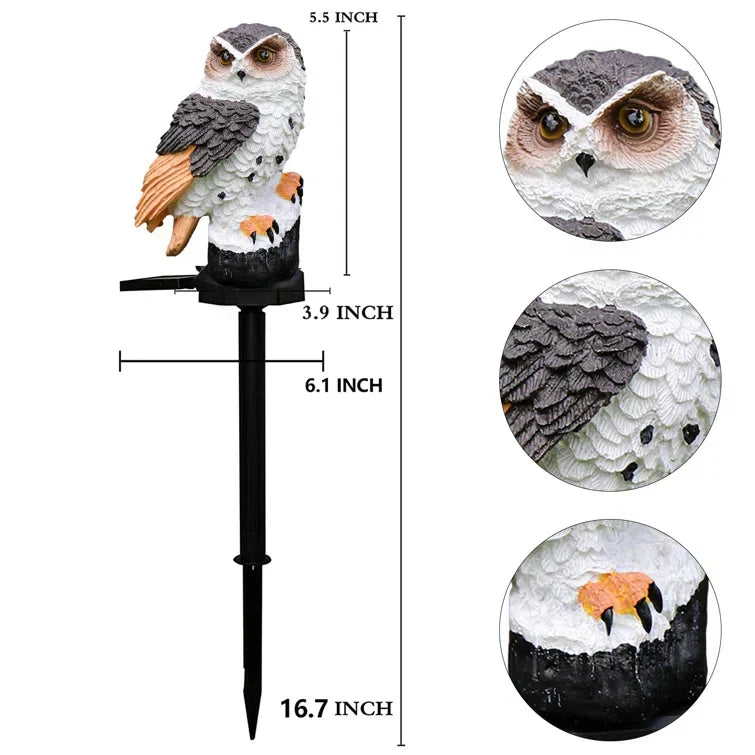 Zonne-energie Tuinlamp met Decoratief Uil-Design – LED Buitenlamp voor de Tuin | Brehn