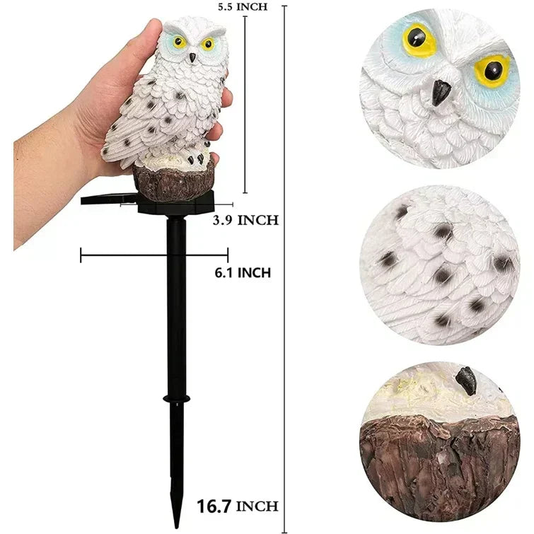 Zonne-energie Tuinlamp met Decoratief Uil-Design – LED Buitenlamp voor de Tuin | Brehn