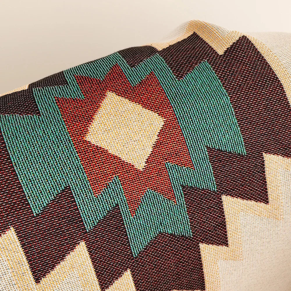 AztecLoom – Oversized Boho-deken met franjes van katoenmix voor bank & bed