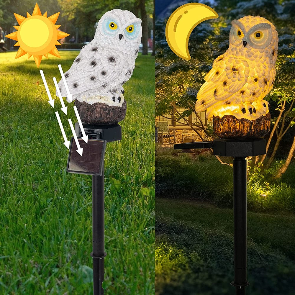 Zonne-energie Tuinlamp met Decoratief Uil-Design – LED Buitenlamp voor de Tuin | Brehn