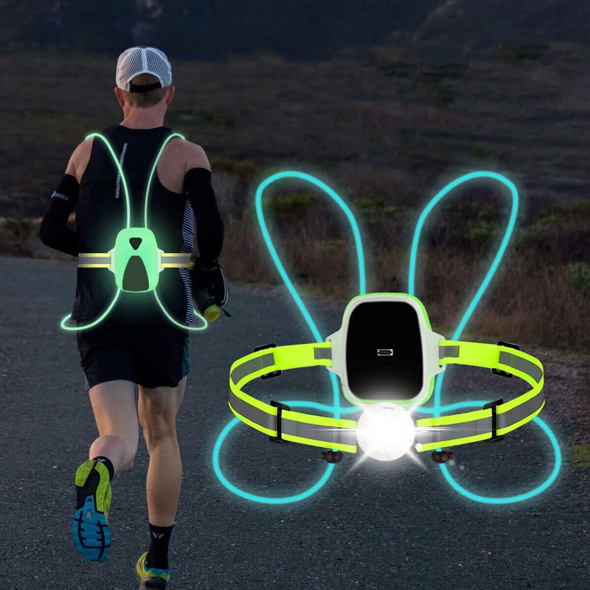 ReflectGlow LED Veiligheidsvest – Verstelbaar Verlicht Vest voor Hardlopen & Buitenactiviteiten