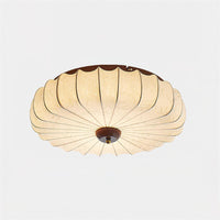 Plafondlamp Stof Plissé Lotus Vorm Hout Baldakijn