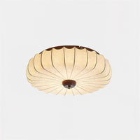 Plafondlamp Stof Plissé Lotus Vorm Hout Baldakijn