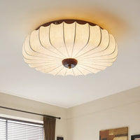 Plafondlamp Stof Plissé Lotus Vorm Hout Baldakijn