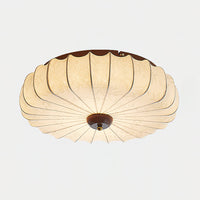 Plafondlamp Stof Plissé Lotus Vorm Hout Baldakijn