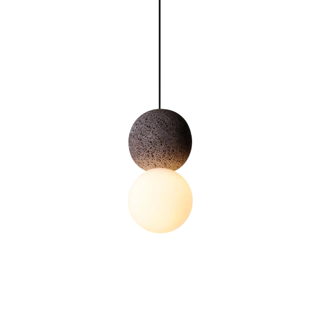 Minimalistische Obsidiaan Steen Hanglamp