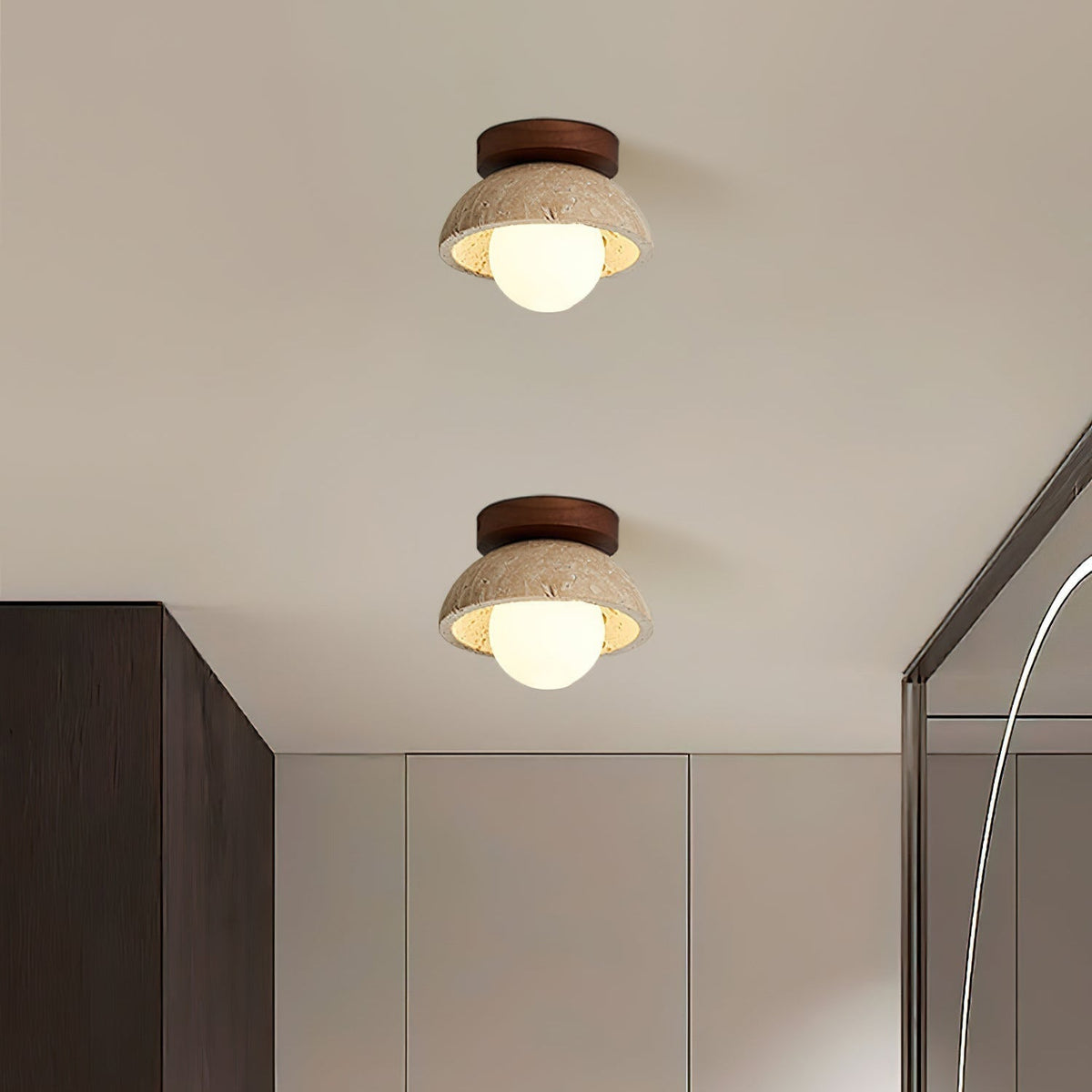 Mysa Minimalistische Travertin Plafondlamp