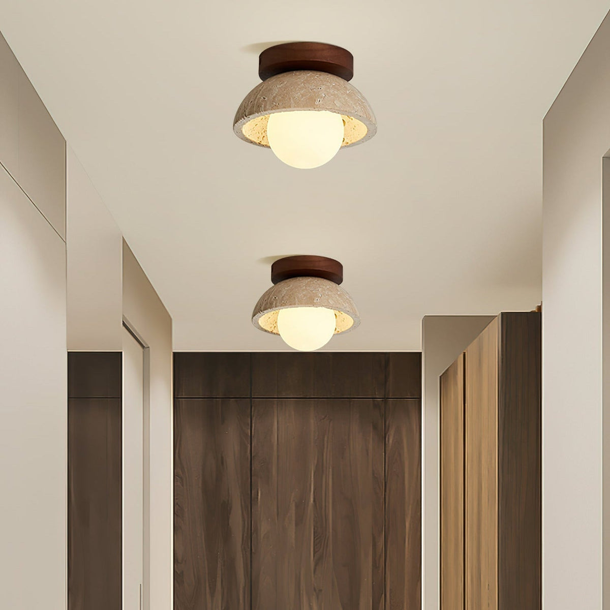 Mysa Minimalistische Travertin Plafondlamp