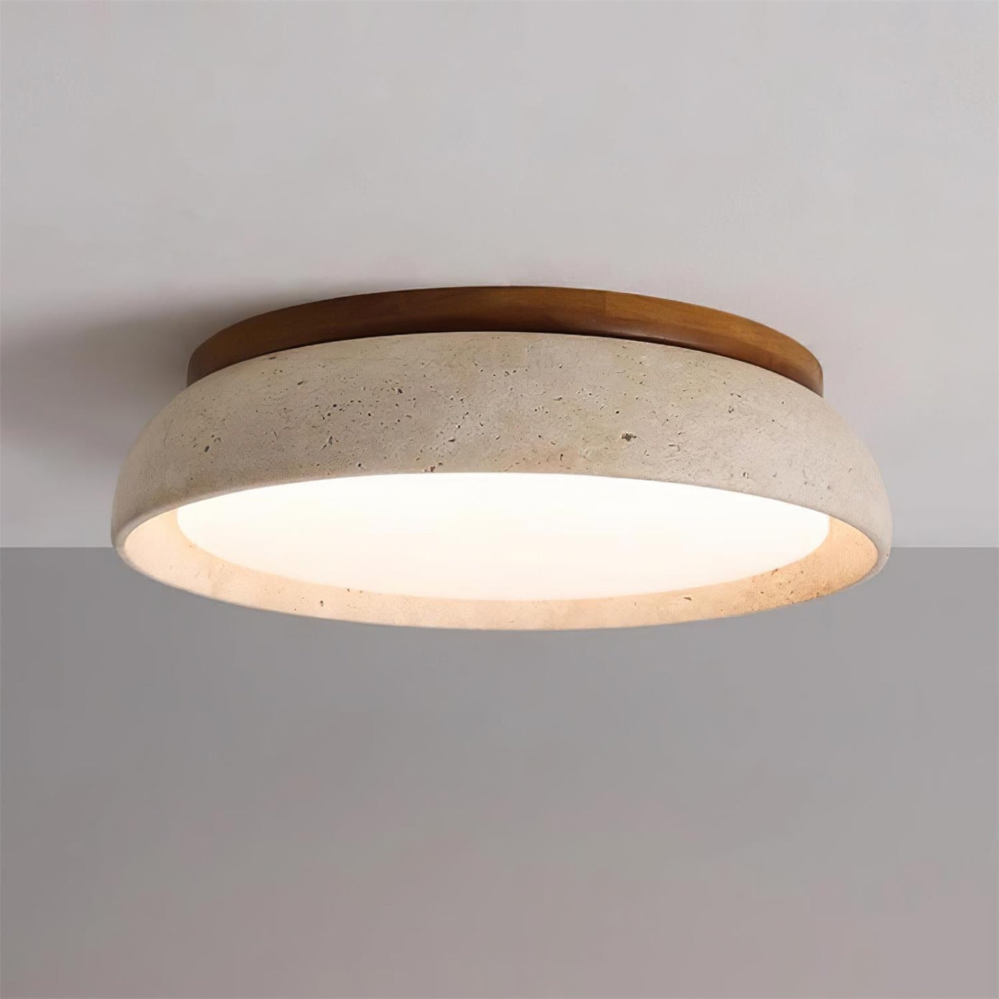 Aureli Houten Basis Travertine Plafondlamp