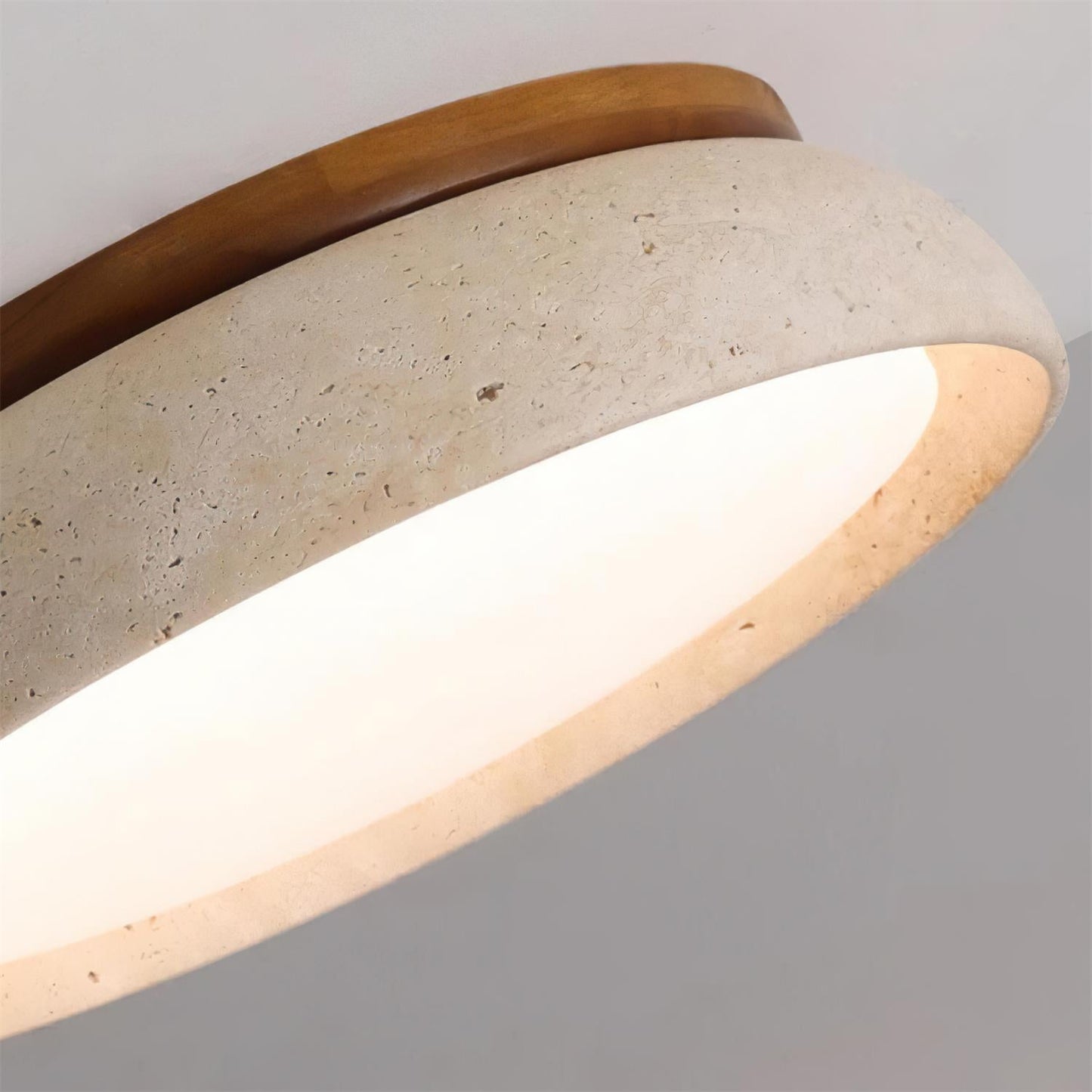 Aureli Houten Basis Travertine Plafondlamp