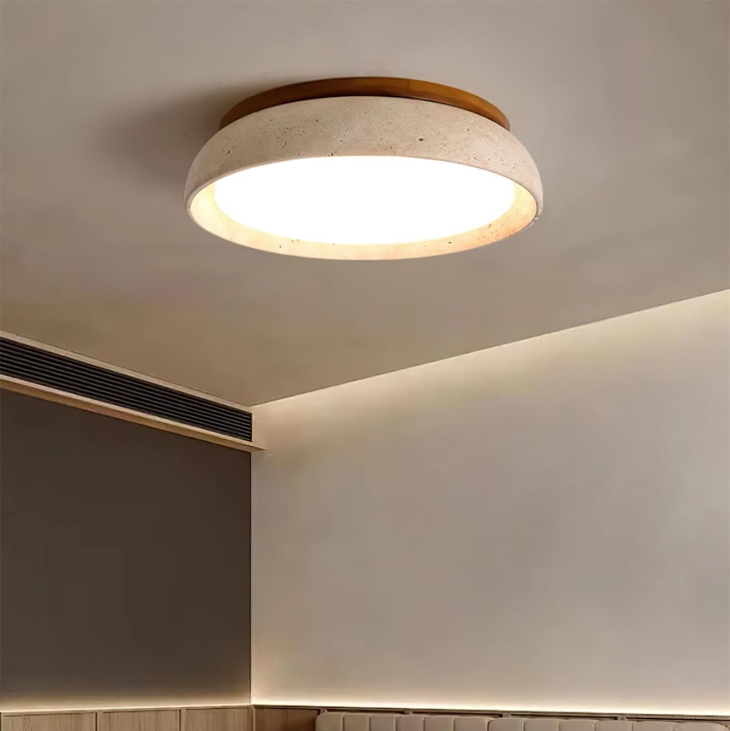 Aureli Houten Basis Travertine Plafondlamp