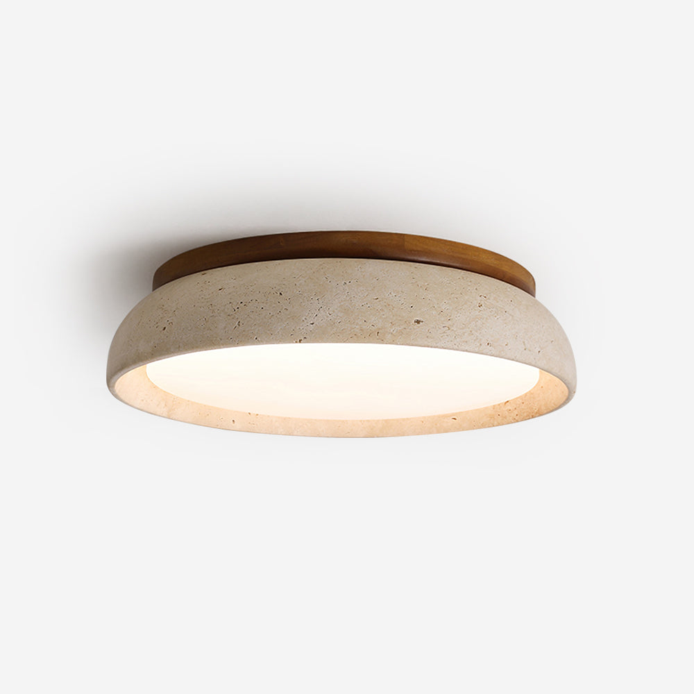 Aureli Houten Basis Travertine Plafondlamp