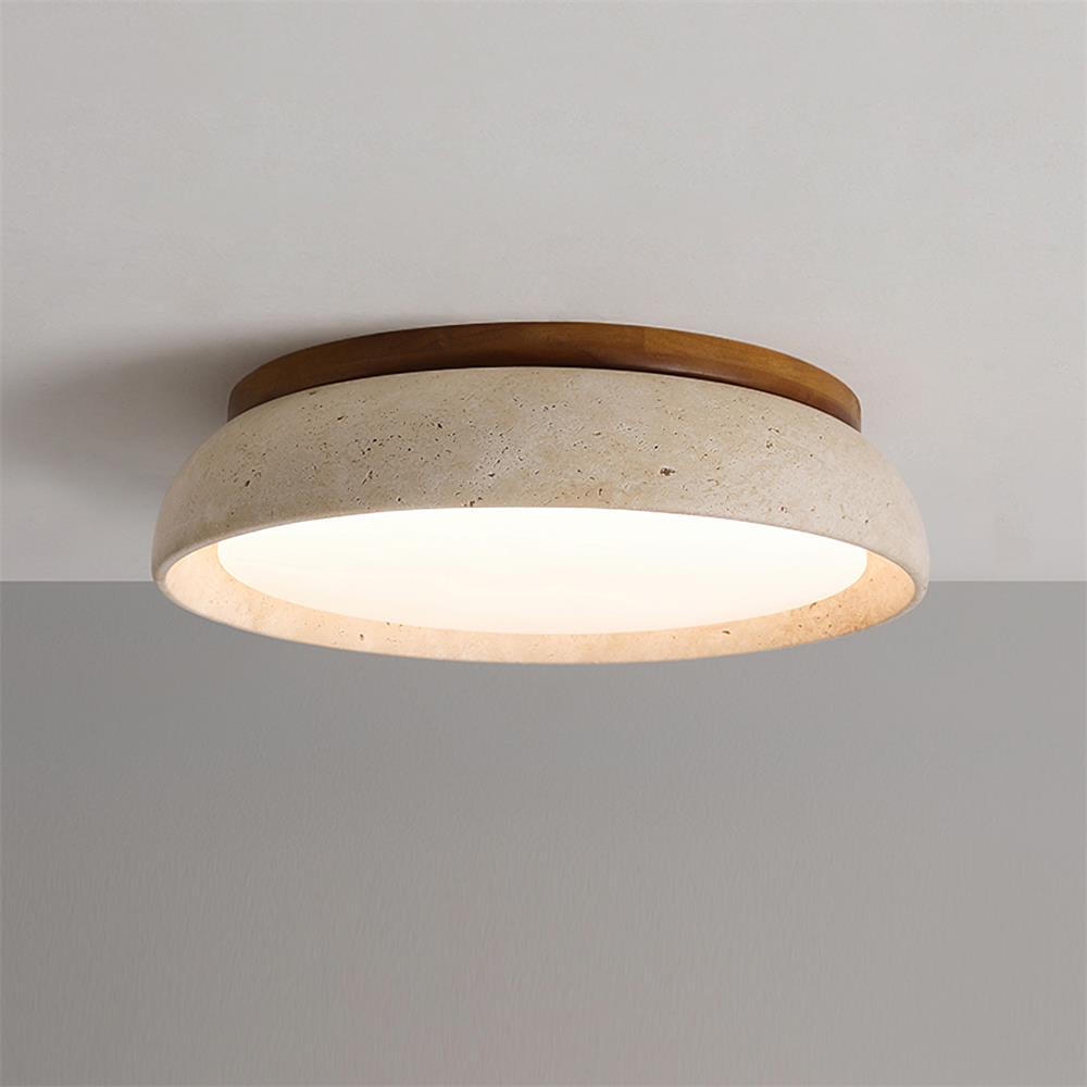 Aureli Houten Basis Travertine Plafondlamp