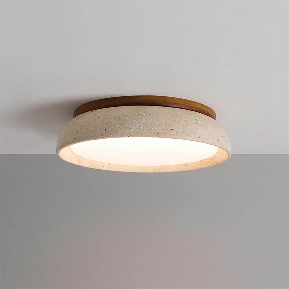 Aureli Houten Basis Travertine Plafondlamp