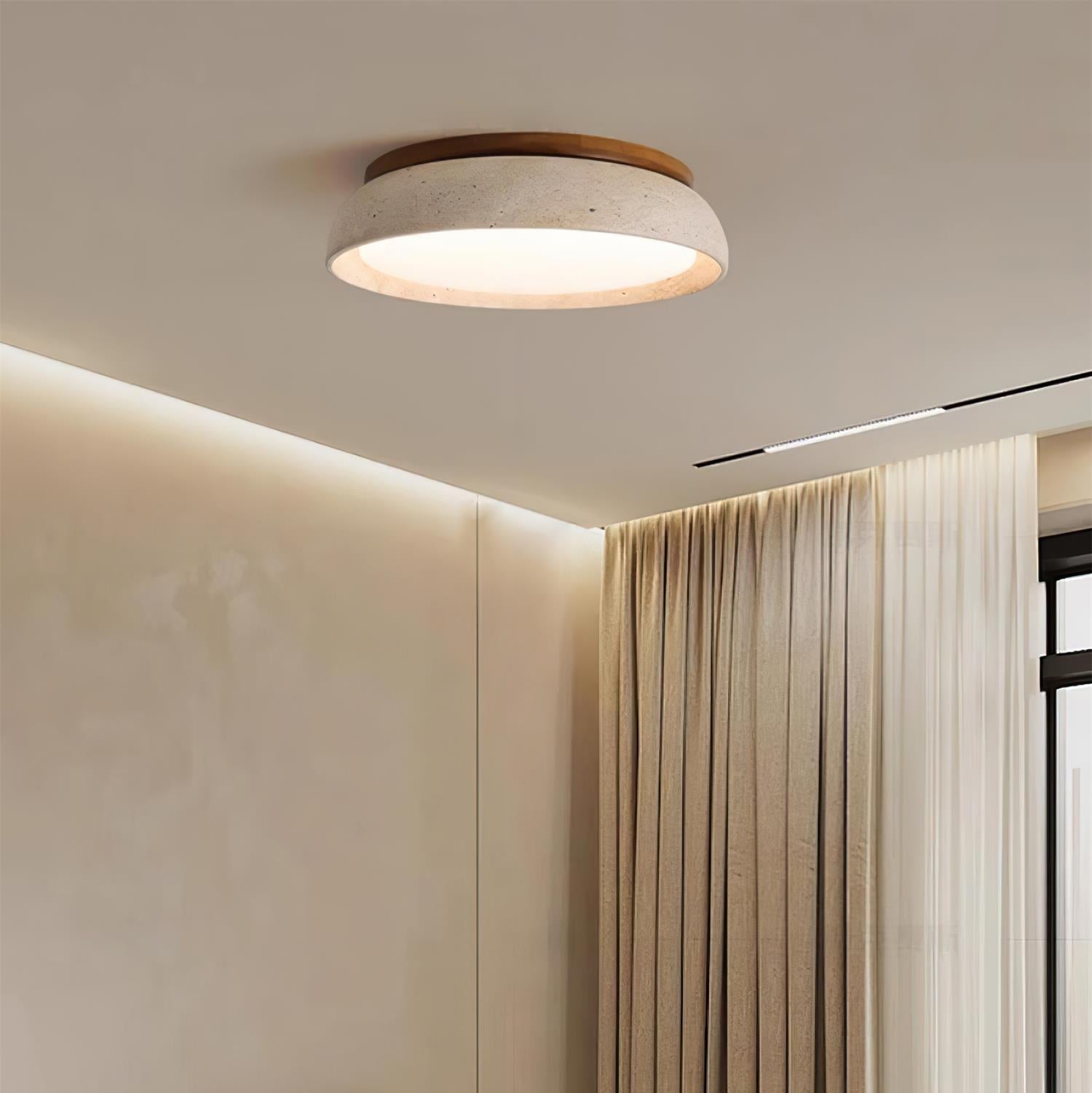Aureli Houten Basis Travertine Plafondlamp