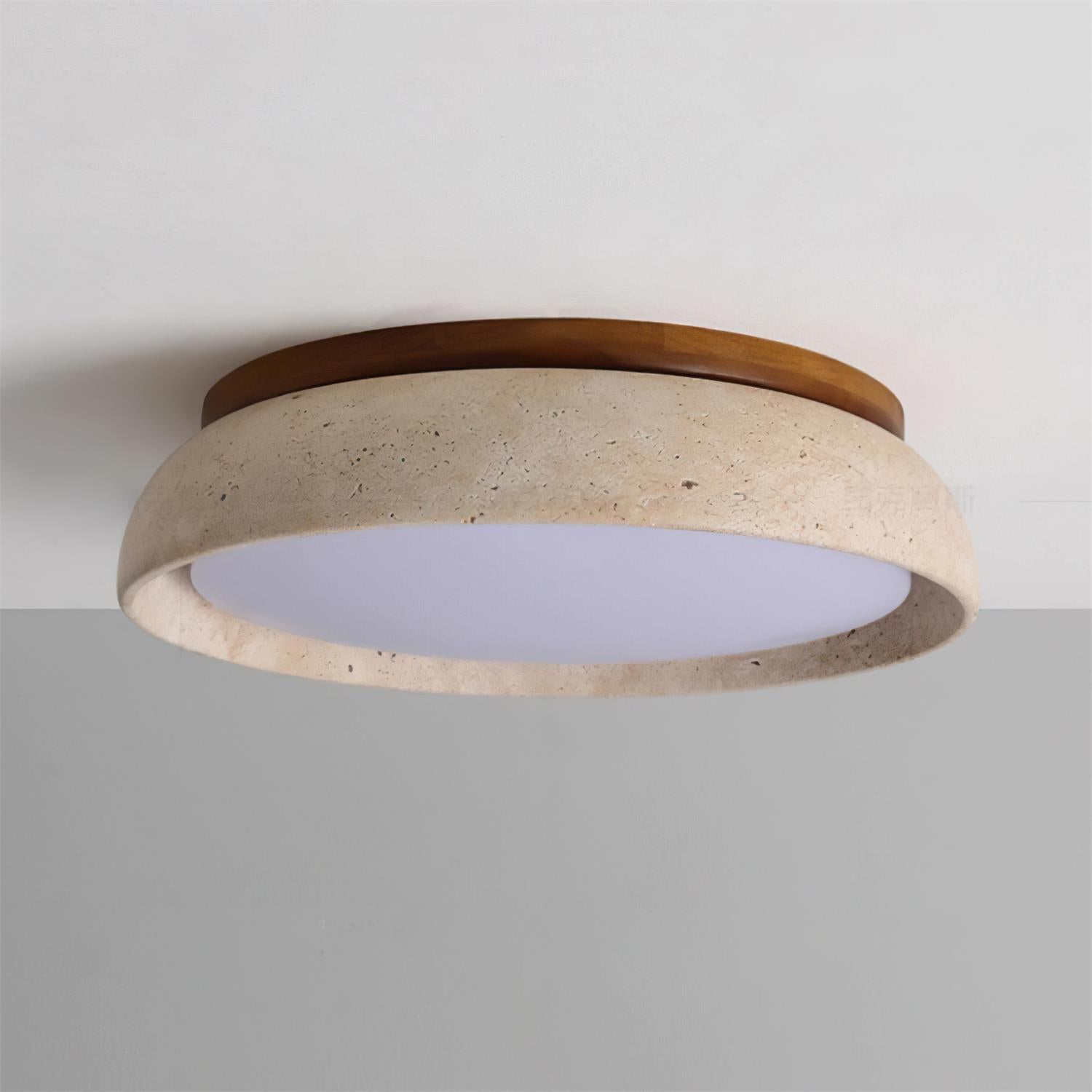 Aureli Houten Basis Travertine Plafondlamp