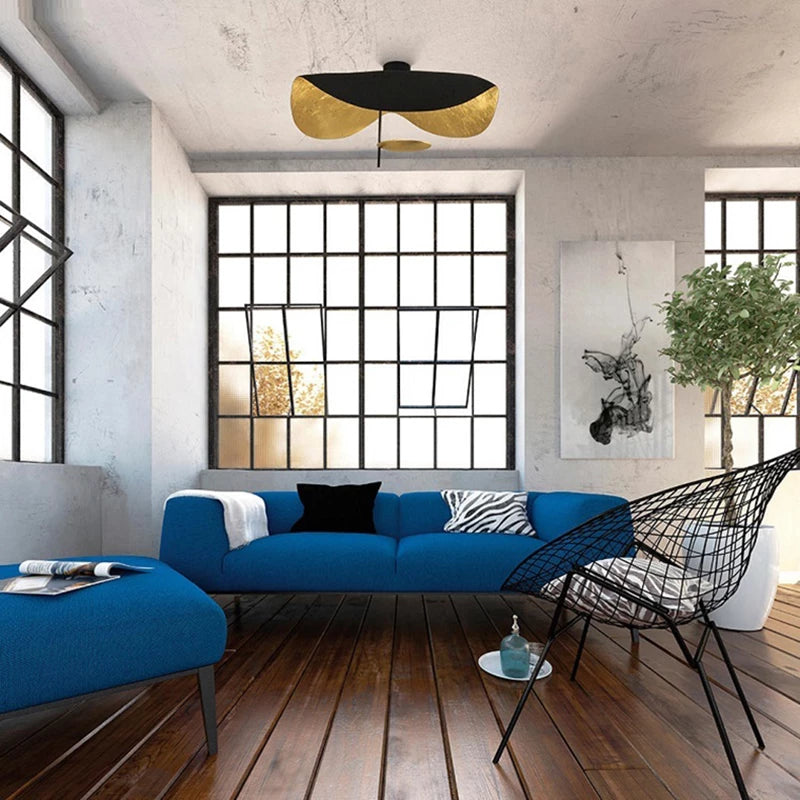 Jexie Plafondlamp Blad Modern Zwart/Goud Woonkamer Slaapkamer