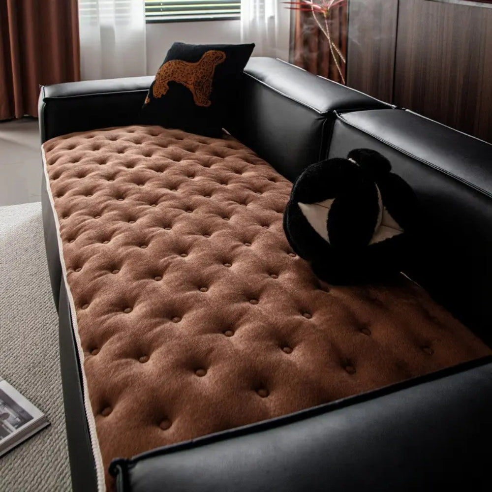 Pluche Knop-Tufted Sofa Hoes