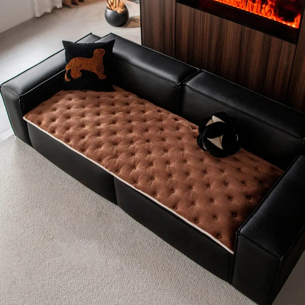 Pluche Knop-Tufted Sofa Hoes