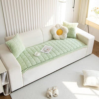 Pluche Sofa Beschermmat met Fleece Textuur en Antislip Achterkant