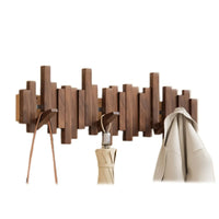 Moderne Houten Kapstok met Opvouwbare Haakjes – Muurorganizer voor de Entree