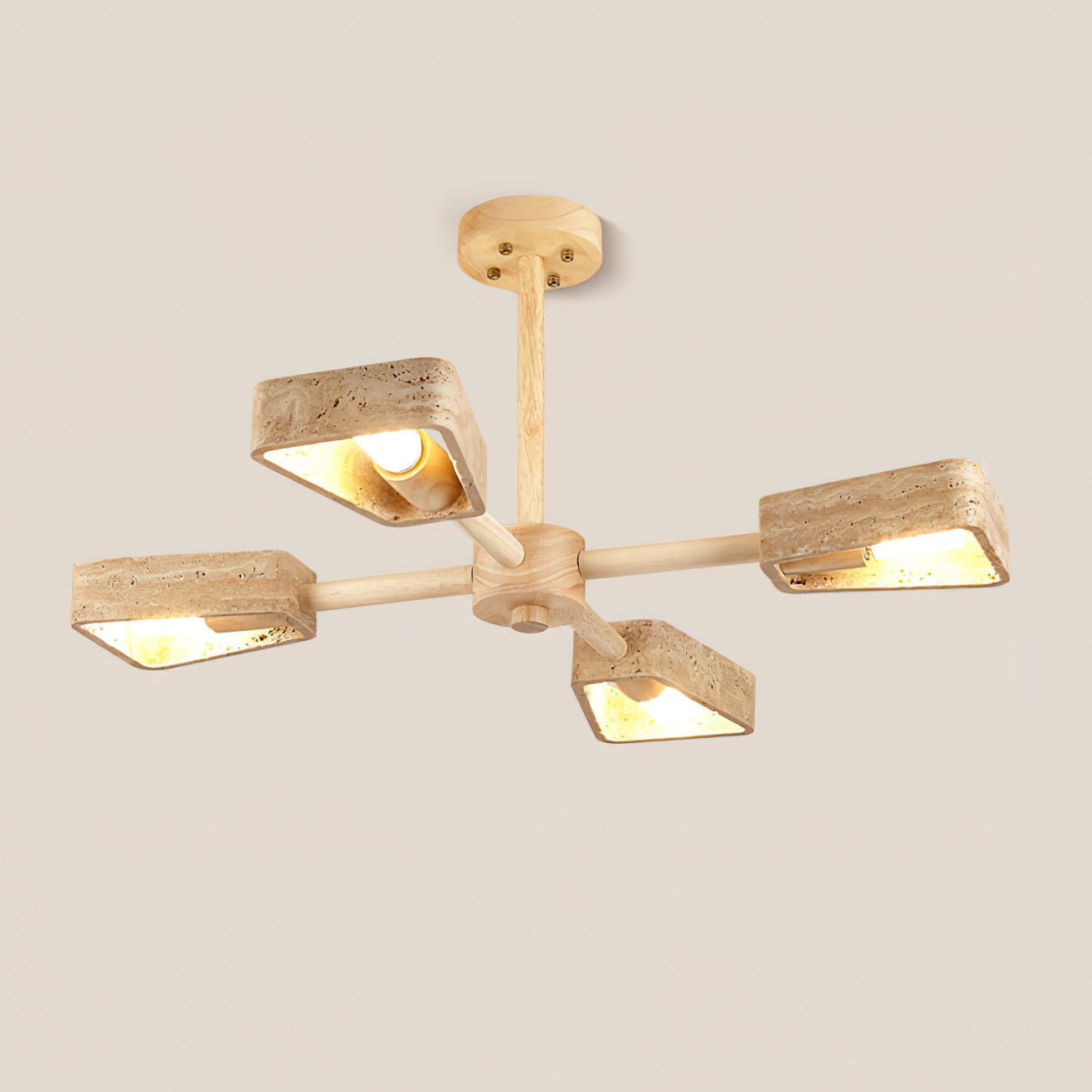 Feyno Plafondlamp van Travertin en Hout
