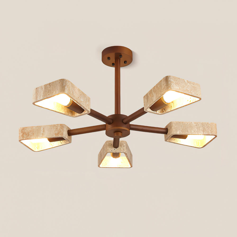 Feyno Plafondlamp van Travertin en Hout