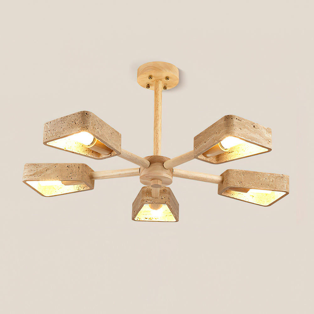 Feyno Plafondlamp van Travertin en Hout