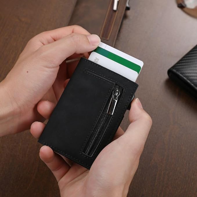 Heren Portemonnee RFID – Slim Wallet met Kaartuitwerp & Muntvak
