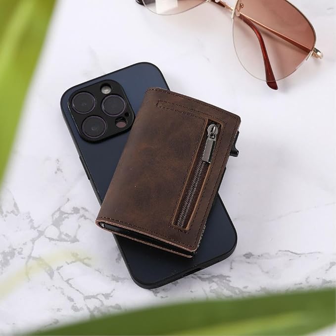 Heren Portemonnee RFID – Slim Wallet met Kaartuitwerp & Muntvak