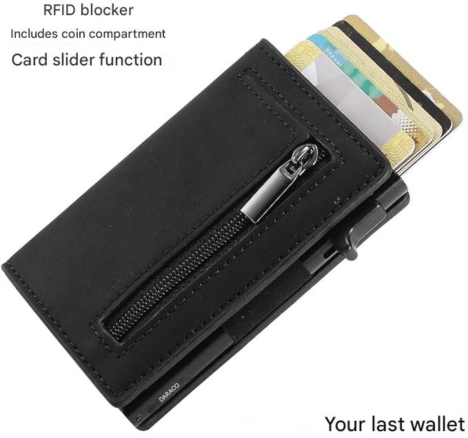 Heren Portemonnee RFID – Slim Wallet met Kaartuitwerp & Muntvak
