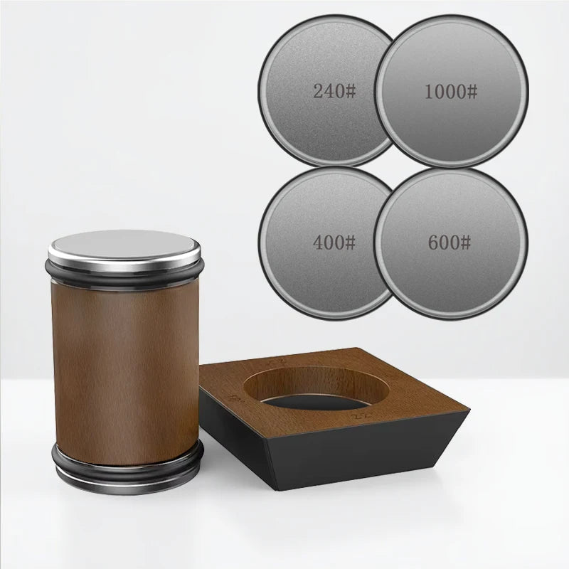 DIASHARP – Rollende Messcherfset met Diamantslijper en Houten Platform
