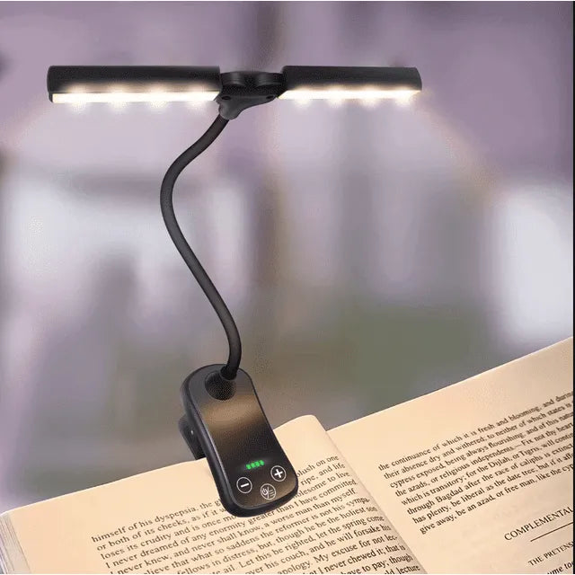 Oplaadbare boeklamp voor lezen in bed, 3 kleuren & 5 dimbare helderheidsniveaus, 180° verstelbare mini-boeklamp om op te klikken, lichtgewicht, oogvriendelijk, zwart