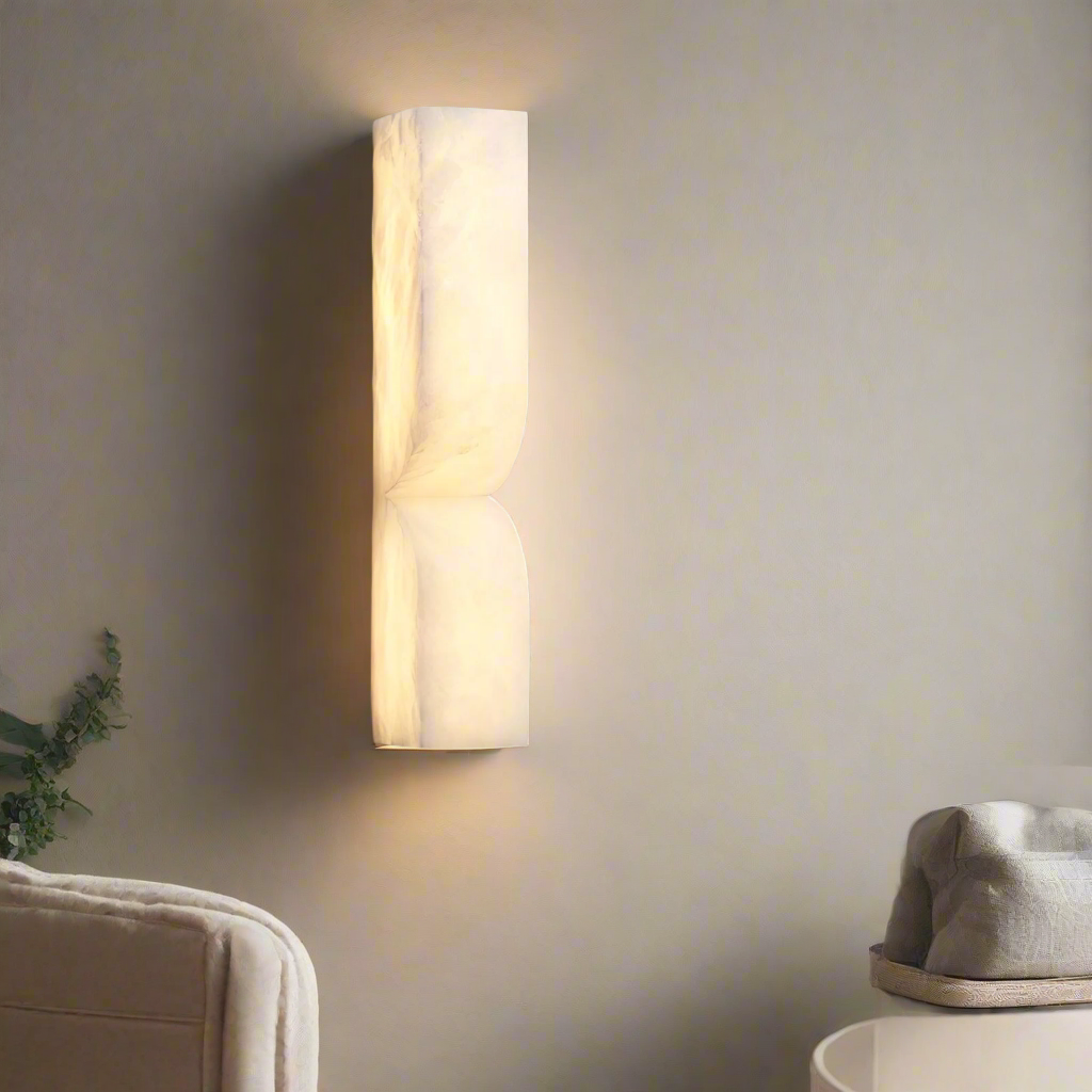 Moderne Rechthoekige Alabaster Essentie Wandlamp