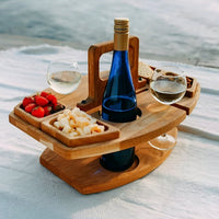 Afneembare Picknicktafel van Hout met Wijnvakken – Ideaal voor Buitenactiviteiten