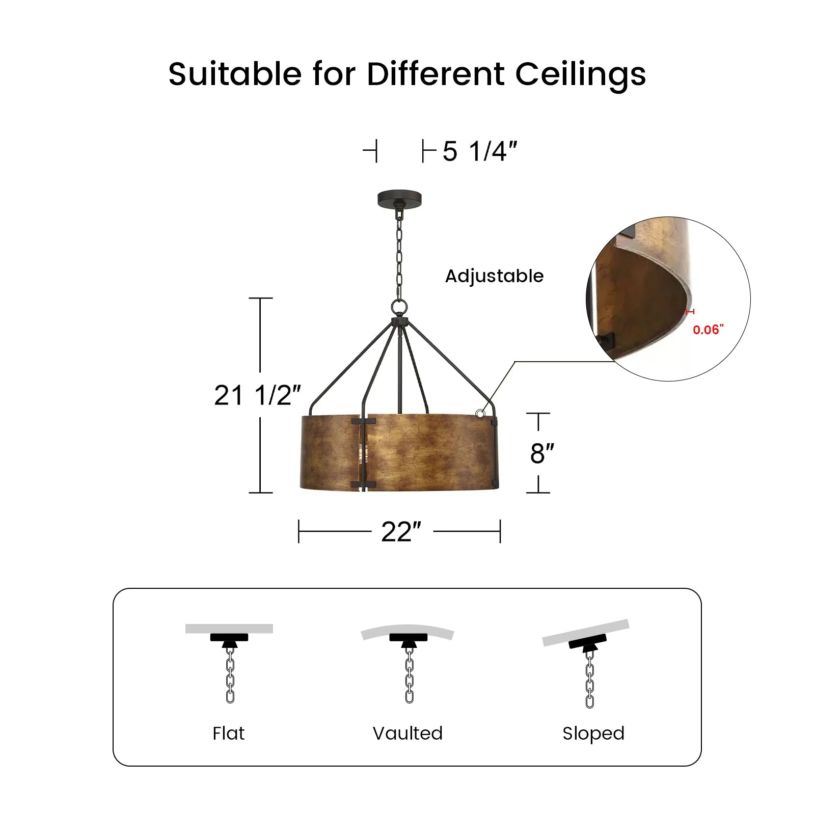 Ethan Retro Industrieel Bronzen Drum Hanglamp