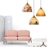 Retro Kleurrijke Natuurlijke Schelp Handgemaakte Messing Hanglamp