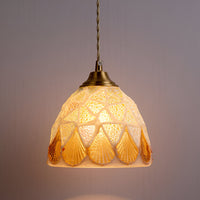 Retro Kleurrijke Natuurlijke Schelp Handgemaakte Messing Hanglamp