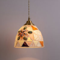 Retro Kleurrijke Natuurlijke Schelp Handgemaakte Messing Hanglamp