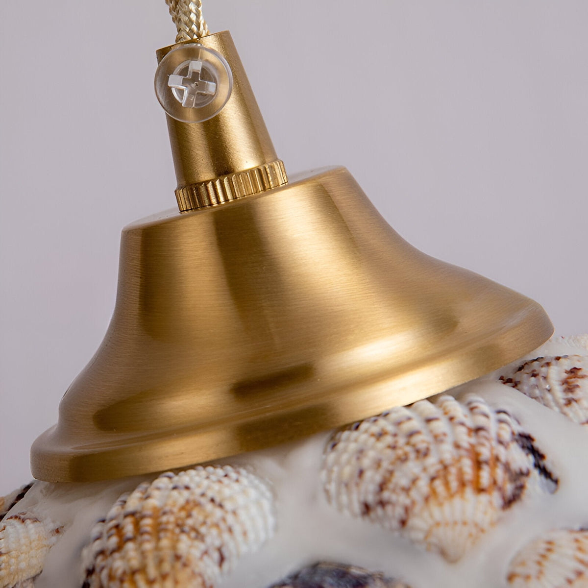Retro Kleurrijke Natuurlijke Schelp Handgemaakte Messing Hanglamp