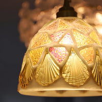 Retro Kleurrijke Natuurlijke Schelp Handgemaakte Messing Hanglamp