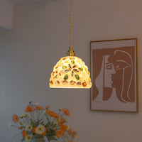 Retro Kleurrijke Natuurlijke Schelp Handgemaakte Messing Hanglamp