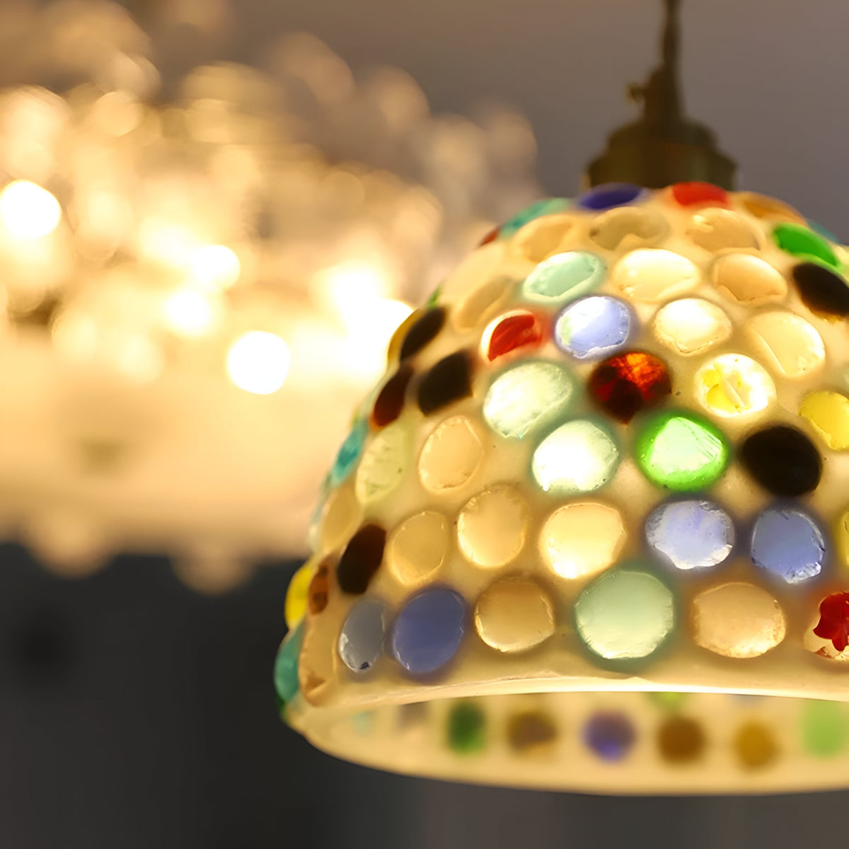 Retro Kleurrijke Natuurlijke Schelp Handgemaakte Messing Hanglamp